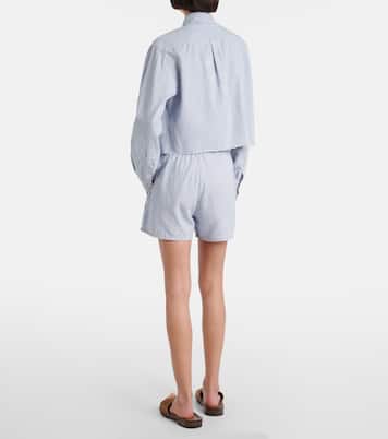 Logo striped cotton shorts | Miu Miu