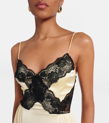 Lace-trimmed satin maxi dress | Self-Portrait