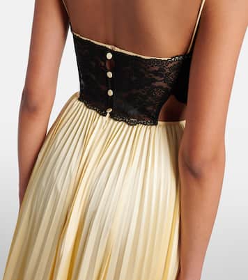 Lace-trimmed satin maxi dress | Self-Portrait