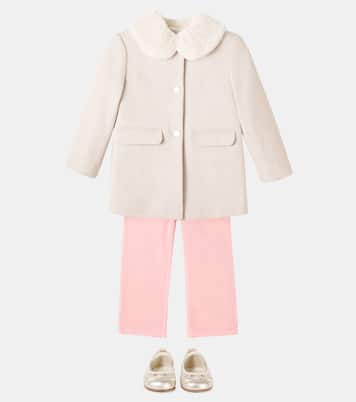 Faux shearling-trimmed wool-blend coat | Bonpoint