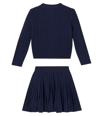 Cable-knit cotton cardigan and skirt set | Polo Ralph Lauren Kids