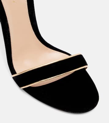 105 leather-trimmed velvet sandals | Gianvito Rossi