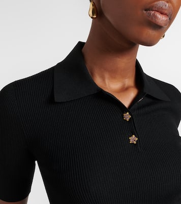 Embellished ribbed-knit polo shirt | Dolce&Gabbana