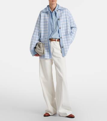 Gingham wool and cashmere cardigan | Jardin des Orangers