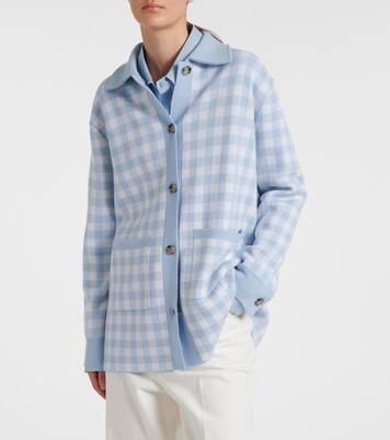 Gingham wool and cashmere cardigan | Jardin des Orangers