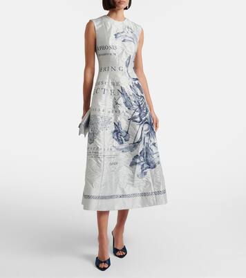 Printed satin twill midi dress | Erdem