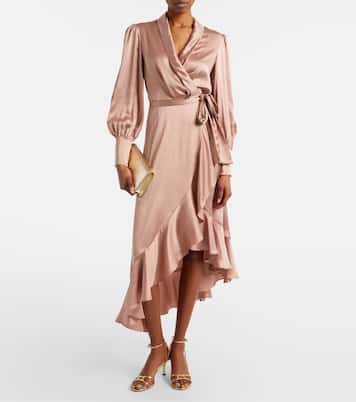 Vestido envolvente de satén de seda | Zimmermann