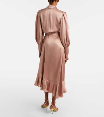 Vestido envolvente de satén de seda | Zimmermann