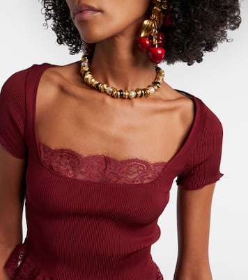 Scalloped silk satin top | Saint Laurent