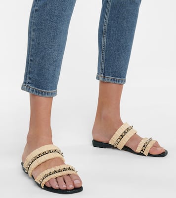 Mules Marivodou en raphia à ornements | Christian Louboutin