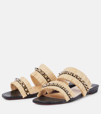 Mules Marivodou en raphia à ornements | Christian Louboutin