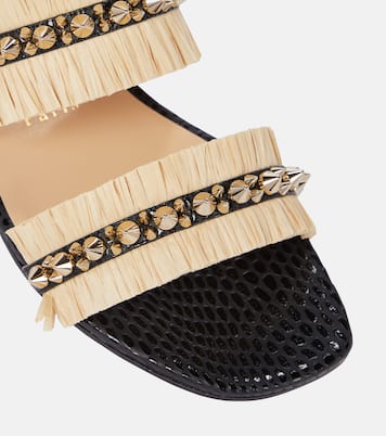 Mules Marivodou en raphia à ornements | Christian Louboutin
