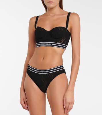 Slip in pizzo con logo | Dolce&Gabbana