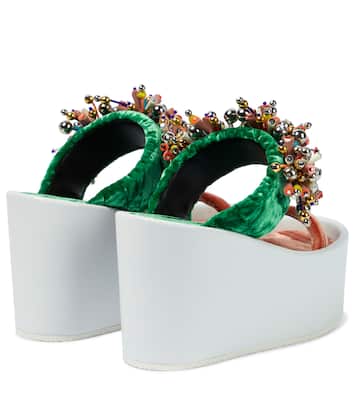 Embellished velvet platform sandals | Dries Van Noten