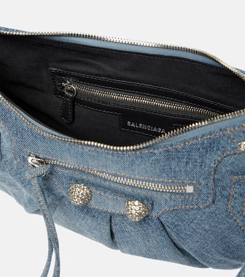 Le Cagole Small denim shoulder bag | Balenciaga