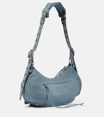 Le Cagole Small denim shoulder bag | Balenciaga