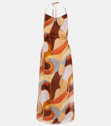 Robe midi imprimée en coton et soie | SIR