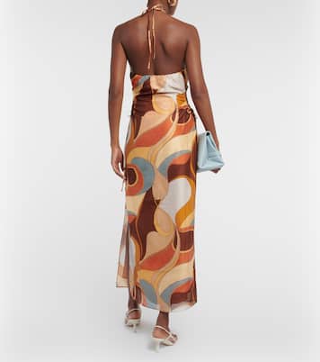Robe midi imprimée en coton et soie | SIR