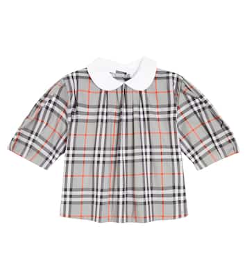 Blusa en mezcla de algodón a cuadros | Burberry Kids