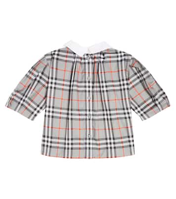 Blusa en mezcla de algodón a cuadros | Burberry Kids