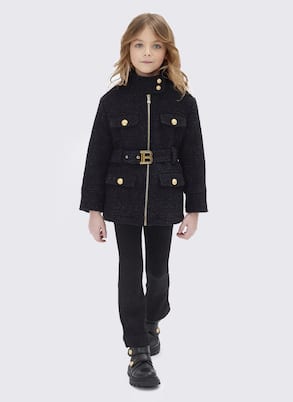 Abrigo con cinturón y logo | Balmain Kids