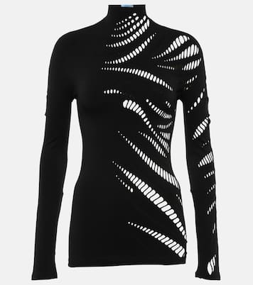 Cutout turtleneck jersey top  | Mugler