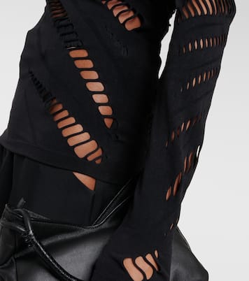 Cutout turtleneck jersey top  | Mugler