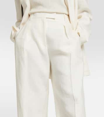 Pantaloni a gamba larga Antone in lino a vita alta | The Row