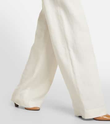 Pantaloni a gamba larga Antone in lino a vita alta | The Row