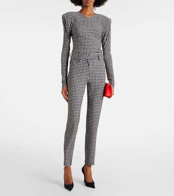 Houndstooth high-rise slim pants | Norma Kamali