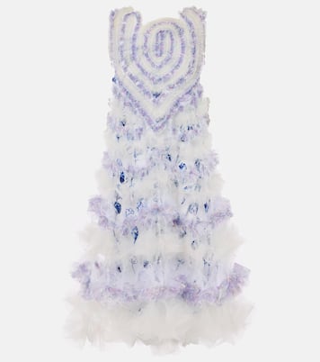 Abito midi in tulle con volant | Susan Fang