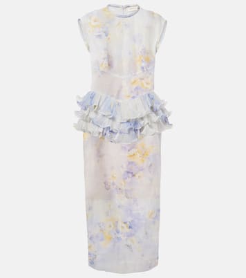 Robe midi Crush en lin et soie à fleurs | Zimmermann