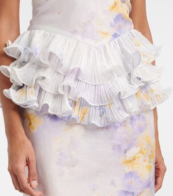 Robe midi Crush en lin et soie à fleurs | Zimmermann
