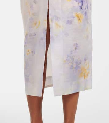 Robe midi Crush en lin et soie à fleurs | Zimmermann