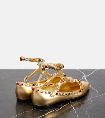 Ballerines Rockstud en cuir métallisé | Valentino Garavani