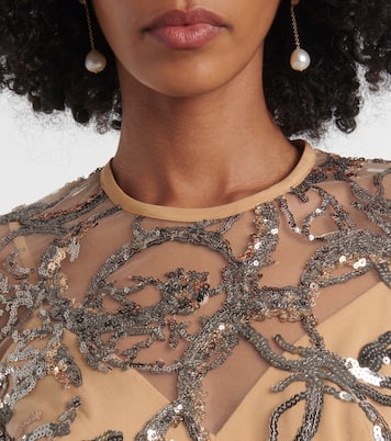 Sequined sheer tulle gown | Elie Saab