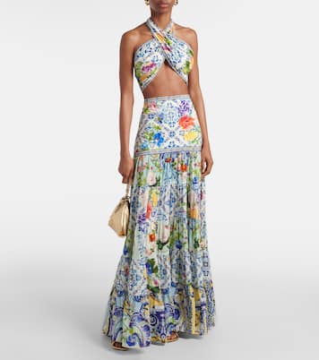 Top envolvente con escote halter y cristales | Camilla
