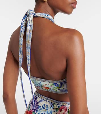 Top envolvente con escote halter y cristales | Camilla