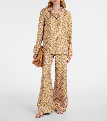Floral silk twill pijama pants | La DoubleJ