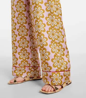 Floral silk twill pijama pants | La DoubleJ