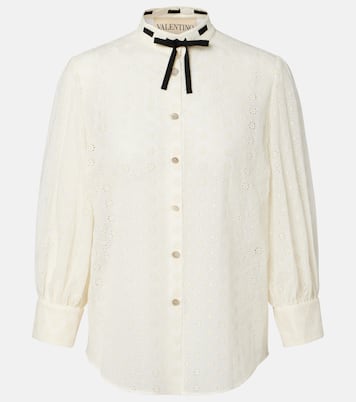 Camicia in popeline di cotone con ricamo sangallo | Valentino