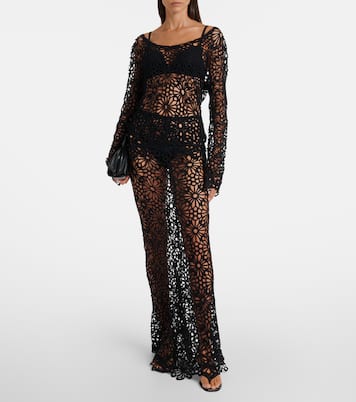 Off-shoulder cotton-blend crochet top | Norma Kamali