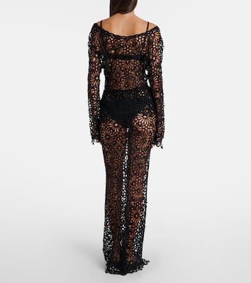 Off-shoulder cotton-blend crochet top | Norma Kamali