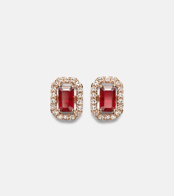 18kt rose gold earrings with rubies and diamonds | Shay Jewelry