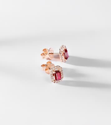 18kt rose gold earrings with rubies and diamonds | Shay Jewelry