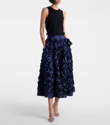 Floral-appliqué midi skirt | Rotate