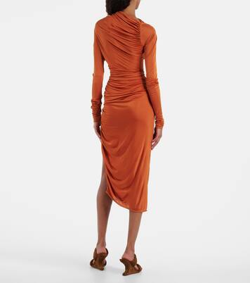 Svita ruched satin jersey midi dress | Rick Owens