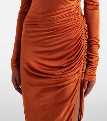Svita ruched satin jersey midi dress | Rick Owens