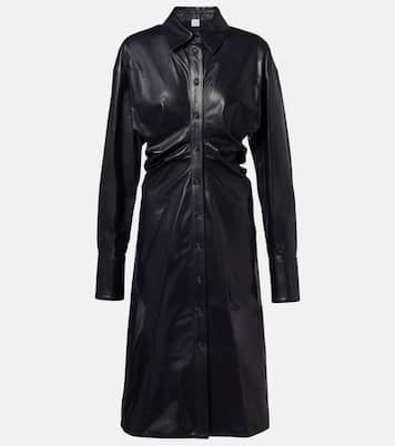Ruched leather shirt dress | Toteme