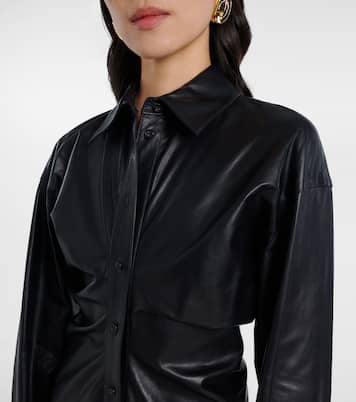 Ruched leather shirt dress | Toteme